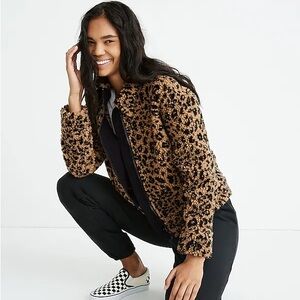 Madewell leopard print bomber jacket.